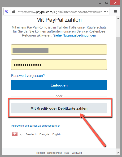 SSo Zahlen Sie mit Paypal Kreditkarten